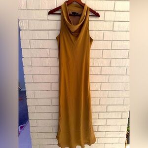 BR 10 Tall cowl neck silk (synthetic) bias-cut dress.